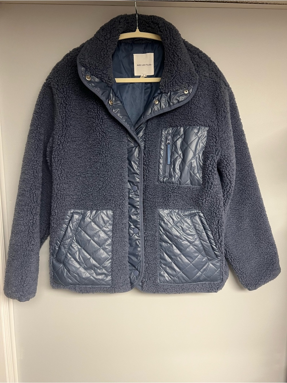 Avec Les Filles (Anthropologie) Faux Fur Teddy Fleece Snap-Front Jacket